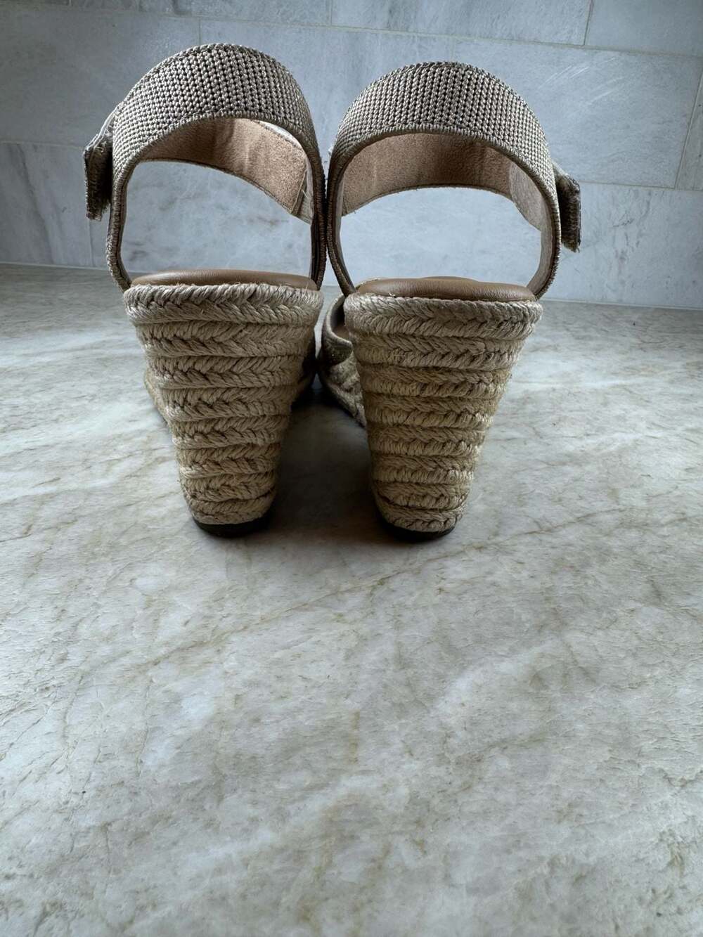 Me Too Blair Espadrille Wedge Sandals Gold Metallic Knit Womens 8.5 M - Picture 12 of 14